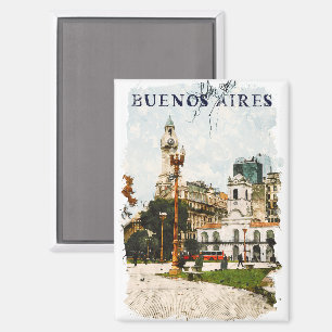 Kleurrijke skyline van Buenos Aires Argentinië Magneet
