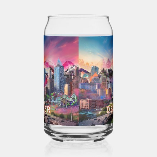 Kleurrijke skyline van Denver Blikvorm Glas (Links)