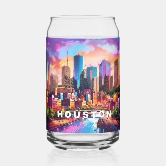 Kleurrijke skyline van Houston Blikvorm Glas (Achterkant)
