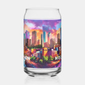 Kleurrijke skyline van Houston Blikvorm Glas (Rechts)