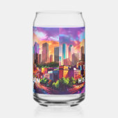 Kleurrijke skyline van Houston Blikvorm Glas (Links)