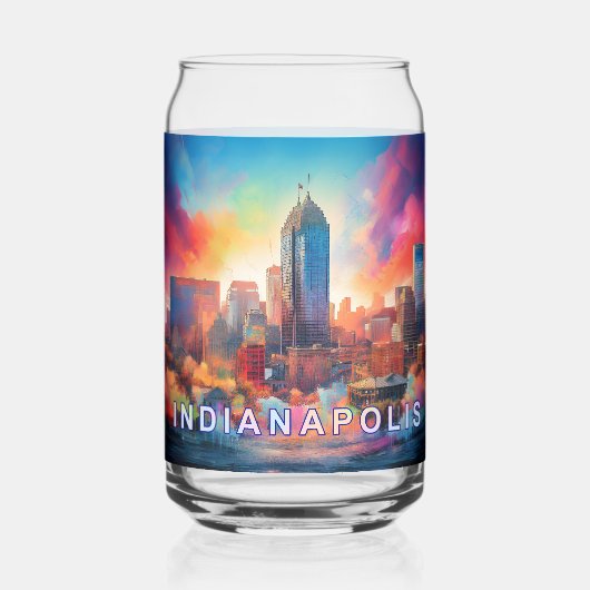 Kleurrijke skyline van Indianapolis Blikvorm Glas (Achterkant)