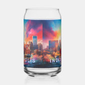Kleurrijke skyline van Indianapolis Blikvorm Glas (Links)