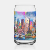 Kleurrijke skyline van Pittsburgh Blikvorm Glas (Links)