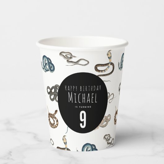 Kleurrijke slangen reptiel dier verjaardagsfeestje papieren bekers (Achterkant)