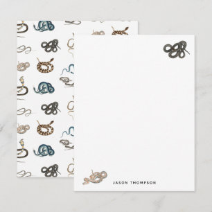 Kleurrijke slangen reptiel dierpatroon notitiekaartje