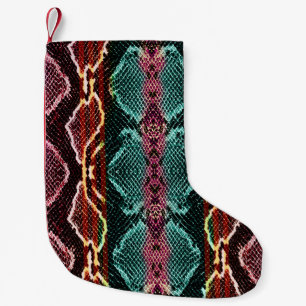 Kleurrijke slangenhuid, dierenprint. kleine kerstsok