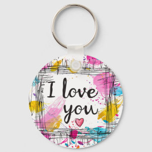 Kleurrijke Sleutelhanger 'I Love You'