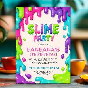 Kleurrijke Slime Party Verjaardag Bash voor kinder Kaart