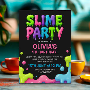 Kleurrijke Slime Party Verjaardag met Dripping Goo Kaart