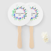 Kleurrijke slinger krans Kerstkaart Naam tekst Handwaaier (Voorkant en achterkant)