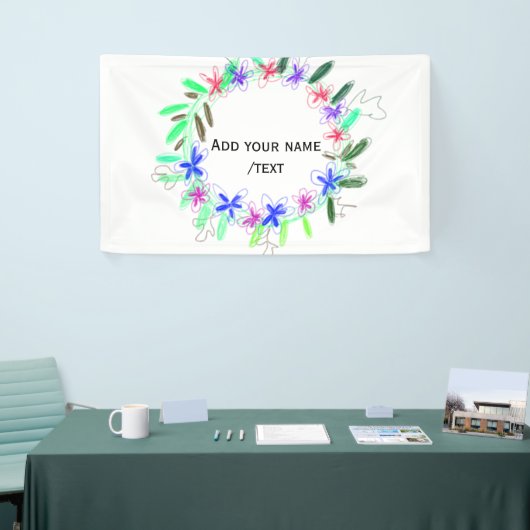 Kleurrijke slinger krans Kerstkaart Naam tekst Spandoek (Beurs)