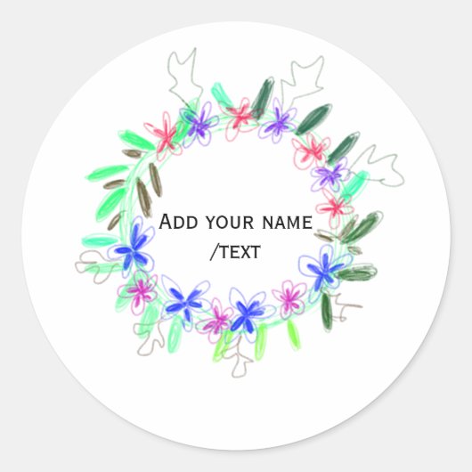 kleurrijke slinger krans Kerstmis naam tekst  Ronde Sticker (Voorkant)