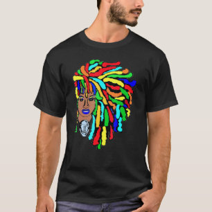 Kleurrijke sloten zijkant Afro Dreadlocks Natural  T-shirt