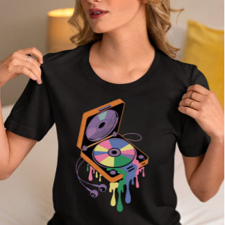 Kleurrijke Smeltende Platenspeler Tri-Blend Shirt