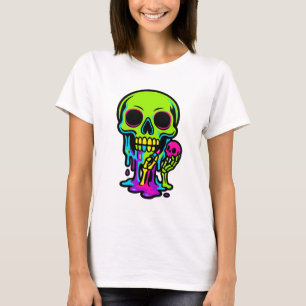 Kleurrijke smeltende schedel t-shirt