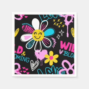 Kleurrijke Smiley Bloem Graffiti Patroon Baby Bijb Servet