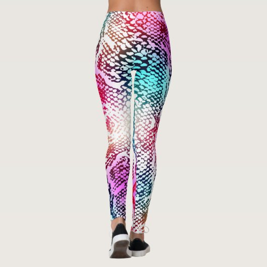 Kleurrijke Snake Skin Texture Pattern. Leggings (Achterkant)