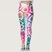Kleurrijke Snake Skin Texture Pattern. Leggings (Voorkant)