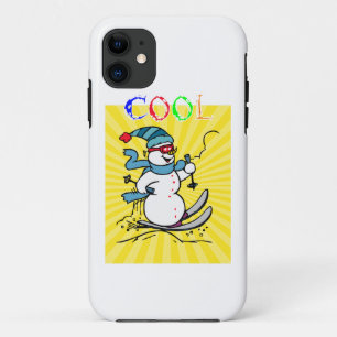 Kleurrijke Sneeuwman Skiën grappige schattige sn iPhone 11 Hoesje