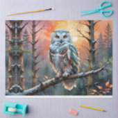 Kleurrijke sneeuwuil in herfstbos tissuepapier (Craft)