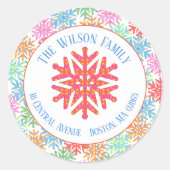 Kleurrijke Sneeuwvlok Gift Sticker (Voorkant)