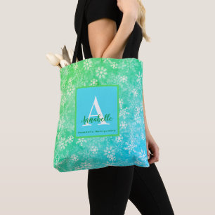 Kleurrijke Sneeuwvlok Roze Groen Blauw Monogram Na Draagtas