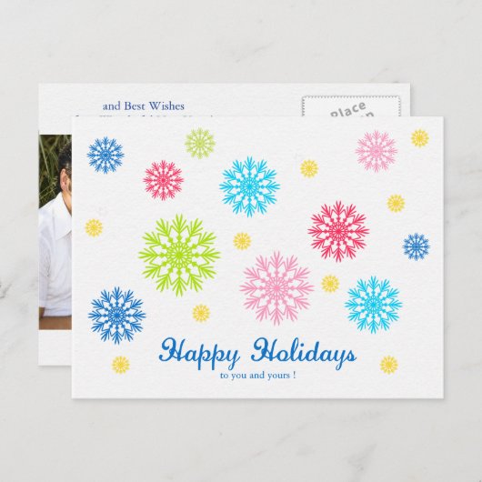 Kleurrijke sneeuwvlokken Holiday/Kerstmis Briefkaart (Voorkant / Achterkant)