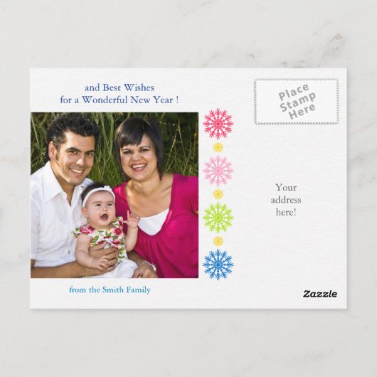 Kleurrijke sneeuwvlokken Holiday/Kerstmis Briefkaart (Achterkant)