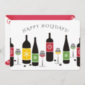 Kleurrijke sneeuwvlokken wijnglazen kerstkaart (Voorkant / Achterkant)