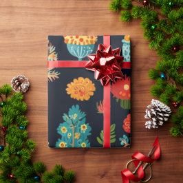 Kleurrijke snoepjes en bloemen cadeaupapier