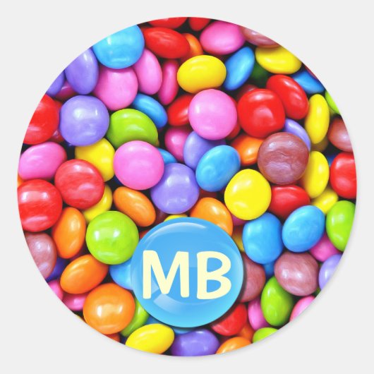 Kleurrijke Snoepjes Ronde Sticker (Voorkant)