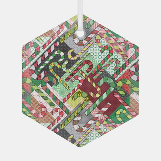 Kleurrijke snoepstokken glas ornament (Voorkant)