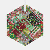 Kleurrijke snoepstokken glas ornament (Achterkant)