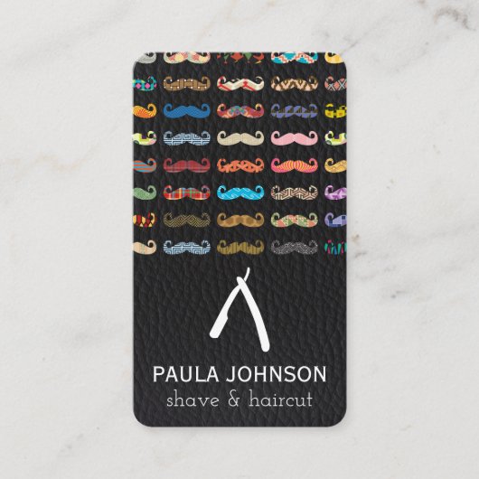 Kleurrijke snorren patroon lederen patroon visitekaartje (Voorkant)