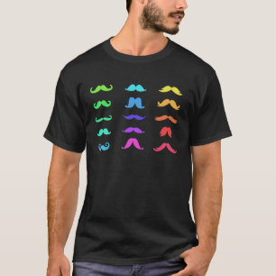 Kleurrijke snorren voor meisjes vrouwen snor t-shirt