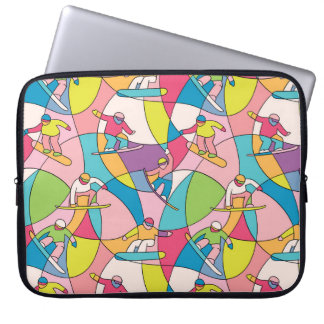 Kleurrijke snowboarders: naadloos patroon. laptop sleeve