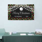 Kleurrijke Snowflake String Lights Black Christmas Spandoek (Beurs)