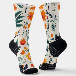 Kleurrijke sokken met een bloemmotief van oranje