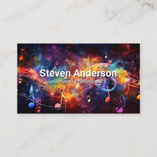 Kleurrijke Sound Musical Notes Achtergrond Visitekaartje (Voorkant)