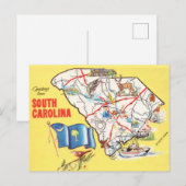  kleurrijke South Carolina kaart (Voorkant / Achterkant)