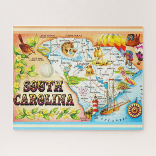 Kleurrijke South Carolina  kaart Legpuzzel