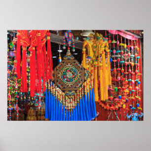 Kleurrijke souvenirs in een winkel, China Poster