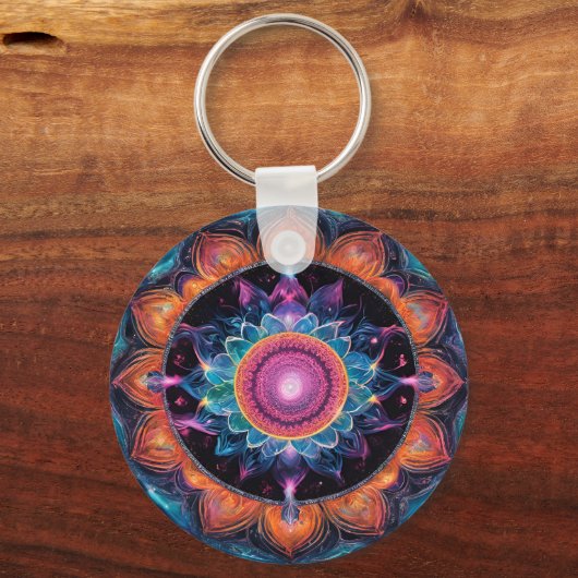 Kleurrijke Space Mandala Sleutelhanger (Achterkant)