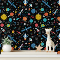 Kleurrijke Space Rockets Galaxy Modern Kinder Patt