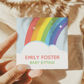 Kleurrijke Sparkly Rainbow Clouds Custom Vierkante Visitekaartje