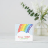 Kleurrijke Sparkly Rainbow Clouds Custom Vierkante Visitekaartje (Staand voorkant)