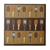 Kleurrijke spatel keuken kookgerei tegeltje (Voorkant)