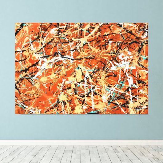 KLEURRIJKE SPATPLAAT XLVII - Action painting - Canvas Afdruk (Insitu (Houten vloer))