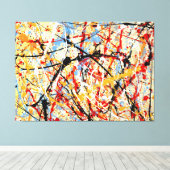 KLEURRIJKE SPATPLAATS XXVI - Action painting - Canvas Afdruk (Insitu (Houten vloer))